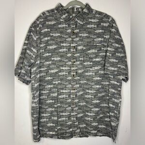 Men’s 2XL Puritan All Over Fish Salmon Trout Print Shirt.  SKU B2